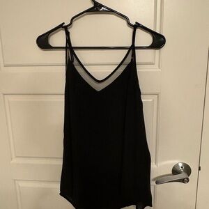 Lulu's Black Camisole Top with Mesh Neck, Going Out Top